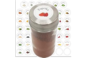FEBIO Lot de 48 autocollants pour épices de cuisine assortis pour pots à épices et pots d'herbes, donnent de l'élégance à l'organiseur de cuisine garde-manger/porte-épices/étiquettes de garde-manger