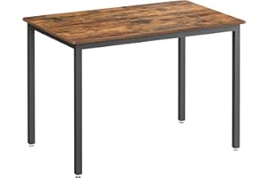 VASAGLE Dining Table, Kitchen Table, 70 x 110 x 77 cm, Dining Table for 4 People, Living Room Desk, for Dining Room, Kitchen, Industrial, Rustic Brown and Black KDT081B01