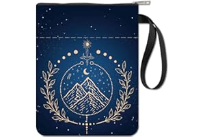 CRASPIRE Buchhülle Mountain Book Protector Tarot Moon Phase Buchumschläge Für Taschenbücher Waschbarer Buchumschlag Aus Stoff Mit Reißverschluss Und Zusätzlicher Ärmeltasche Für Buchliebhaber