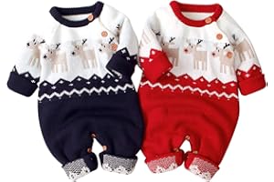 Geagodelia Carino Natale Maglioni Cappotto da Neonati Unisex Manica Lunga Pagliaccetti Lavorati a Maglia Tuta Renna Abiti Complessivi 0-18 mesi da Bambini