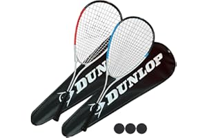 RACKETWORLD Dunlop Hyper - Juego de raqueta de squash de lujo, incluye fundas protectoras de longitud completa y 3 bolas de squash