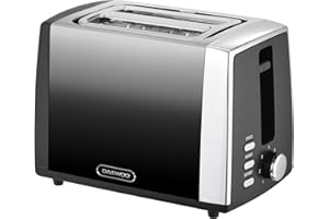 Daewoo SDA1852 Callisto Reheat, Defrost & Cancel Controls, Slide Out Crumb Tray for Easy Cleaning, Self-Centering Function, Anti-Jam Feature-Ombre Effect, Stainless Steel, 2 Slice Toaster (Grey)
