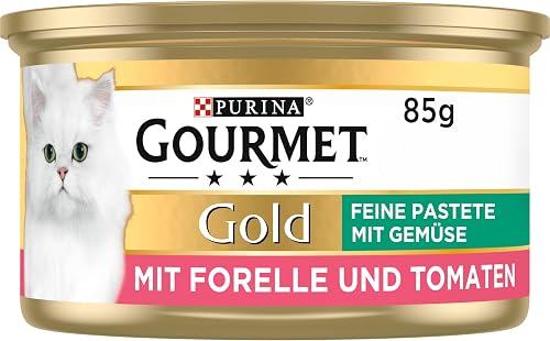 Purina Gourmet Gold Fine Pate with Vegetables Wet Cat Food, with Trout and Tomatoes, Pack of 12 (12 x 85 g)