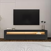 Batı LED Işıklı 2 Kapaklı TV Sehpası &ndash; 150 cm &ndash; Minimal Tasarım Antrasit