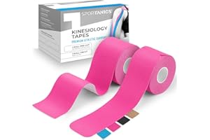 sportanics® Taśma kinezjologiczna – taśmy kinezjologiczne 1 x bezkońcowe 500 x 5 cm i 1 x wstępnie przycięte 25 sztuk (20 x 5 cm), bardzo elastyczne i wodoodporne, taśma sportowa, taśmy fizjoterapeutyczne do mięśni, różowa [2 rolki]