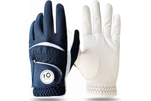 ‎FINGER TEN Golfhandschuhe Herren Golf Handschuhe Links Rechts Leder Handschuh Wert 1 2 Stück Not Paar Golfhandschuh Linke Rechte mit Ball Marker Allwetter Griff für Männer Golfer