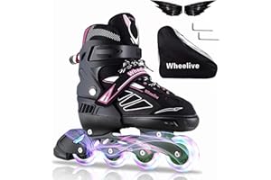 ‎WHEELIVE Wheelive Verstellbare Inline Skates für Kinder und Erwachsene, Rollschuhe Performance mit Vollen Lichträdern Ideal für Jungen Mädchen Männer Frauen