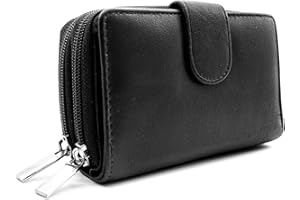 WOODLAND LEATHERS Women's Small Purse, Real Leather Zip Wallet with Coin and Key Pocket for Ladies