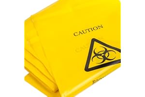 White Hinge 50x Yellow Biohazard Bags - 35cm x 20cm - Self Seal Clinical Sick/Vomit Disposal