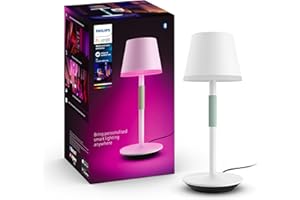PHILIPS Hue White and Color Ambiance Lampada da Tavolo Hue Go Portable, Luci Smart Dimmerabili Bianche e Colorate, Lampada da Tavolo Design per Interni ed Esterni, IP54, 6,2W, Bianco