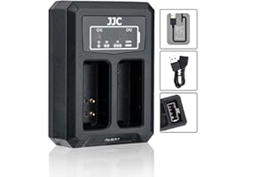 JJC Caricabatterie USB doppio per fotocamera digitale Olympus OM-D E-M1, E-M5, E-M5 Mark II, E-P5, PEN-F, per batteria Olympus BLN-1