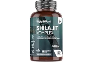 ‎WEIGHTWORLD Himalaya Shilajit (Mumijo) Komplex 16.000mg - 120 vegane Kapseln für 4 Monate - Mit Bio Ashwagandha, Bio Kurkuma, Lions Mane Pilz & Schwarzer Pfeffer - Shilajit Kapseln Extrakt (40:1) von WeightWorld