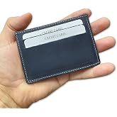 ipekbazaar S&uuml;per Slim Hakiki Deri Kartlık, Para Cepli Unisex, Ince, Kadın Erkek Kredi Kartlık C&uuml;zdan (Koyu Lacivert, 4'l&uuml; Kar