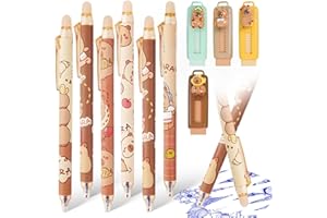 Syhdfxknp 4 Gomas de Borrar Rretráctil Capibara 6 Boligrafos Borrable Azul Bolis Borrables Goma de Borrable Capybara Papeleria Set para estudiantes niños y adultos para la Escuela y Oficina(0,5 mm)