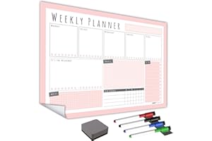 THE MAGNET SHOP TMS WallTAC Re-Adhesive Weekly Wall Planner | Task Manager, Family Planner and Student Organiser | Reusable, Removable and Re-Positionable Self-Adhesive Whiteboard for Home, School
