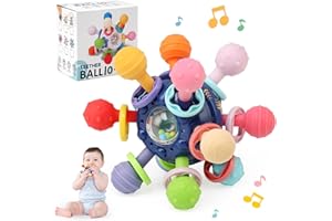 Ballery Gry ząbkowanie niemowląt, zabawki dla dzieci, grzechotka, sensoryczna piłka do żucia dziecka, zabawka sensoryczna dla dzieci, piłka do zabawy dla niemowląt, 0+ miesięcy