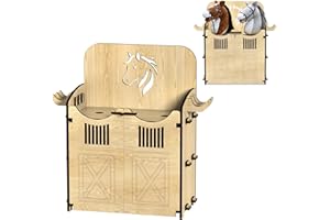 Sealong Hobby Horse Stall für 2 Pferde, Hobby Horse Zubehör aus Dicken Holzplatten mit Türen, 2-Etagen Stauraum & 6 Haken, Hobby Horsing Steckenpferd Pferdestall Holz