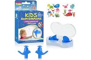 Hearprotek Tappi per Le Orecchie da Nuoto per Bambini, 2 paia di tappi per le orecchie a doppio strato riutilizzabili morbidi per il bagno in piscina dei bambini e altri sport acquatici (blu)