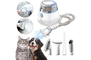 YISORA Kit per toelettatura e aspirapolvere per animali domestici, Tosatrice per Cani e gatti a pelo lungo Professionale, 5 Strumenti per la toelettatura Per la depilazione di cani e gatti