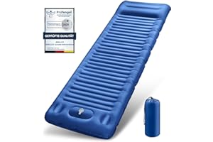 ‎JEMULICE JEMULICE Isomatte Selbstaufblasend, 12CM Verdicktes Luftmatratze Camping Kleines Packmaß, Wasserdicht Aufblasbare Matratze mit Fußpresspumpe & Kissen, Schlafmatte Ultraleichte und Kompakte für Outdoor
