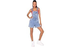 Nina Carter S511 - Salopette corta da donna, in denim, stile vintage