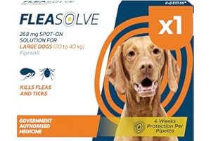 NAQUA LTD Dog Flea Treatment Large Dog x 1 - Spot on Flea Treatment for Dogs Large 20-40 kg - Fast Acting FleaSolve Solution 1 x Pipettes - 1 x Doses - Effective Spot-On Treatment