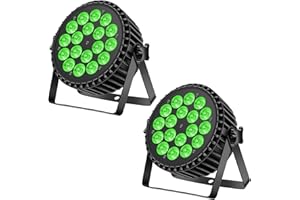 Ukfog 2PCS 200W 18LED Par Faro Par LED Luce RGBW + DMX8CH Luci per Feste Stroboscopica Modalità Attiva LED Faretto da Palcoscenico Luce da Discoteca per Matrimoni Feste Chiese Club Spettacolo DJ live