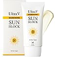 ULTRAV Idebenone Sun Block SPF50+ PA++++ 50ml – UVA/UVB Mild Sunscreen Cream – Peptides, Rice, Camomile Extracts – Non Greasy Silky Finish - For All Skin Types and Skin Tones