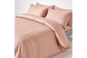 Homescapes 3-teiliges Damast-Bettwäsche-Set Taupe-beige aus 100% ägyptischer Baumwolle mit Satin-Streifen, 1 Bettbezug 230x220 cm & 2 Kissenbezüge 48x74 cm