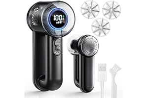 BUUDALA Fusselrasierer Elektrisch, 1800mAh USB Aufladbar Fusselentferner für Kleidung & Möbe, 3 Geschwindigkeiten, LED-Display, Fusselrasierer Elektrisch mit 3 Austauschbar Klingen für Verschiedene Stoffe