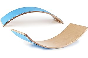 Magaluga Balance Board Kinder aus Holz 80x30cm Holzwippe Balancierbrett Montessori Spielzeug ab 3 Jahre Yoga Board Gleichgewichtstraining Bodenschutz aus Filz