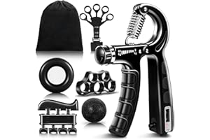 Flintronic Hand Grip, Kit Rafforzatore Mani, Resistenza Regolabile Gripper, con Gripper, Pallina Antistress Mano Terapia, Attrezzo per Esercitare Le Dita, Finger Stretcher, Anello per Esercizi