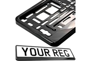 DOMO CORPORATION LTD 2X Black Car Number Plate Holder Surround - Front/Rear ABS Plastic License Plate Frame for Caravan, Van, & Trailer - Universal Fit for UK Replacement Registration Plates
