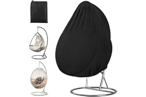 ZHUFAS Hängesessel Abdeckung Abdeckung für Hängesessel 210D Oxford-Stoff Abdeckplane mit Reißverschluss Kordelzug Wasserdicht Winddicht UV-Beständig Hängekorb Schwingsessel Abdeckhauben, 190x115cm(Schwarz)