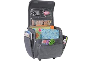 Everything Mary Deluxe Rolling Craft Case, Heather - Scrapbook Tote Bag w/Wheels for Scrapbooking & Art - Travel Organizer Storage for IRIS Boxes - for Teachers & Medical