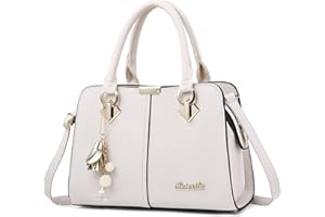 FORRICA Borsa a Mano Donna Elegante Borsa a Tracolla con Ciondolo Squisito PU Pelle Borsetta Borse a Spalla per Shopping Pendolarismo Bianco