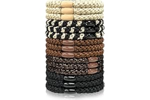 Sularpek Lot de 15 Elastique Cheveux Fille, Marron et Noir, Chouchou Cheveux Fille en Coton Doux Tissé, Élastiques pour Femmes et Filles