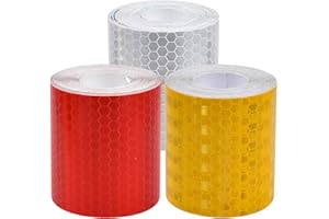 Fodlon Taśma odblaskowa, samoprzylepna, odblaskowa taśma ostrzegawcza, dla bezpieczeństwa w ciemności, 3 rolki, odporna na warunki atmosferyczne, taśma odblaskowa, odblaski, naklejka 50 mm × 3 metry,