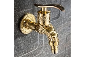 AOTOPYU Grifo Antiguo Faucet, 1/2 Grifo Exterior Jardin Decorativo, Grifo de Pared para Lavabo, Grifo Tallado en Forma de Dragón, Genérico Antiguo Faucet para Cocina Baño Jardín