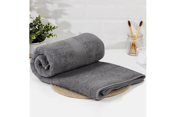 Solimo - Cotton Bath Towel 500 GSM Fade Resistant Dark Grey