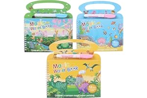 EcoJozon Libro Magico Da Colorare Ad Acqua, 3 Libri Da Colorare Con Acqua Riutilizzabili Con 3 Penne, Water Magic Book Regalo Educativo Bambini 2-6 Anni