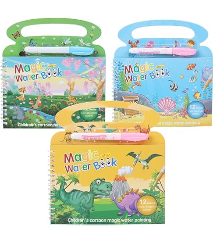 Magic Book – Libro Da Colorare Ad Acqua Per Bambini 3-5 Anni – Riutilizzabile Con 4 Pagine A Tema Animali Selvatici - 2