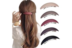Ypkia Lot de 5 barrettes à cheveux françaises automatiques pour femme - Cheveux fins - Mat - Moyen - Pour femmes et filles