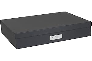 Bigso Box of Sweden SVERKER Pudełko na dokumenty w formacie A3 – półka na biurko z pokrywą i uchwytem – pudełko do przechowywania z płyty pilśniowej i papieru – ciemnoszare