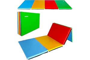 Fitvids Tapis de gymnastique pliable de 122 x 204 x 5,1 cm avec poignées de transport - Tapis de gymnastique portable haute densité anti-déchirure pour la maison, la gym, le yoga, le pilates, le