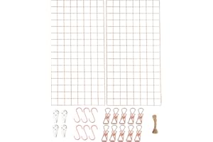 WUZILIN Kratka ścienna, różowe złoto, zestaw 2 szt., wielofunkcyjna kratka na ścianę, ściana na zdjęcia, dekoracja DIY, regał na zdjęcia, tablica memo, metal (40 x 80 cm)