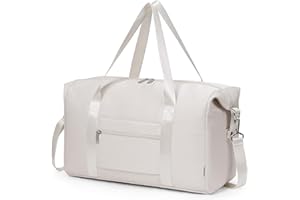 Narwey Easyjet Handgepäck 45x36x20 Reisetasche Handgepäck Tasche Faltbare Klein Reisetasche Sporttasche Damen Weekender Damen Herren 25L (Beige)