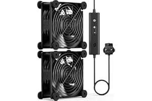 upHere gaming Dual 120mm PC Fan, 120 x 38mm DC 12V Comtuper Cooling Fan, Dual Ball Bearing, AC Plug 220V 240V Speed Control 5 Adjustable for PC Cabinet Server Room Modems Cooling, D1K2