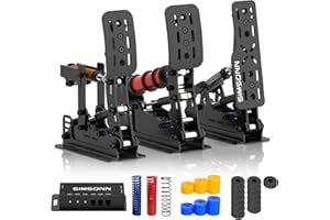 SIMSONN Plus X Sim Racing Pedals PC Racing Simulator Lastzelle HE Hydraulikpedale Unterstützung für haptische Pedale Reactor (Schwarz-P3-H3)