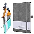 A5 Notebook, Notebook A5 Note Book Note Pad Journal Notebook A5 Notepad PU Leather Notebook for Office School Home Business Writing & Note Taking 200 Pages (100 Sheets)-Gray